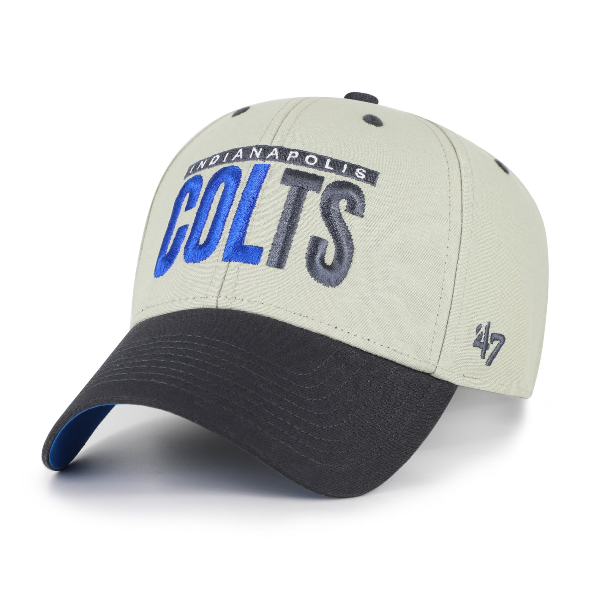 Men's '47  Gray/Black Indianapolis Colts Half Block Text MVP Adjustable Hat