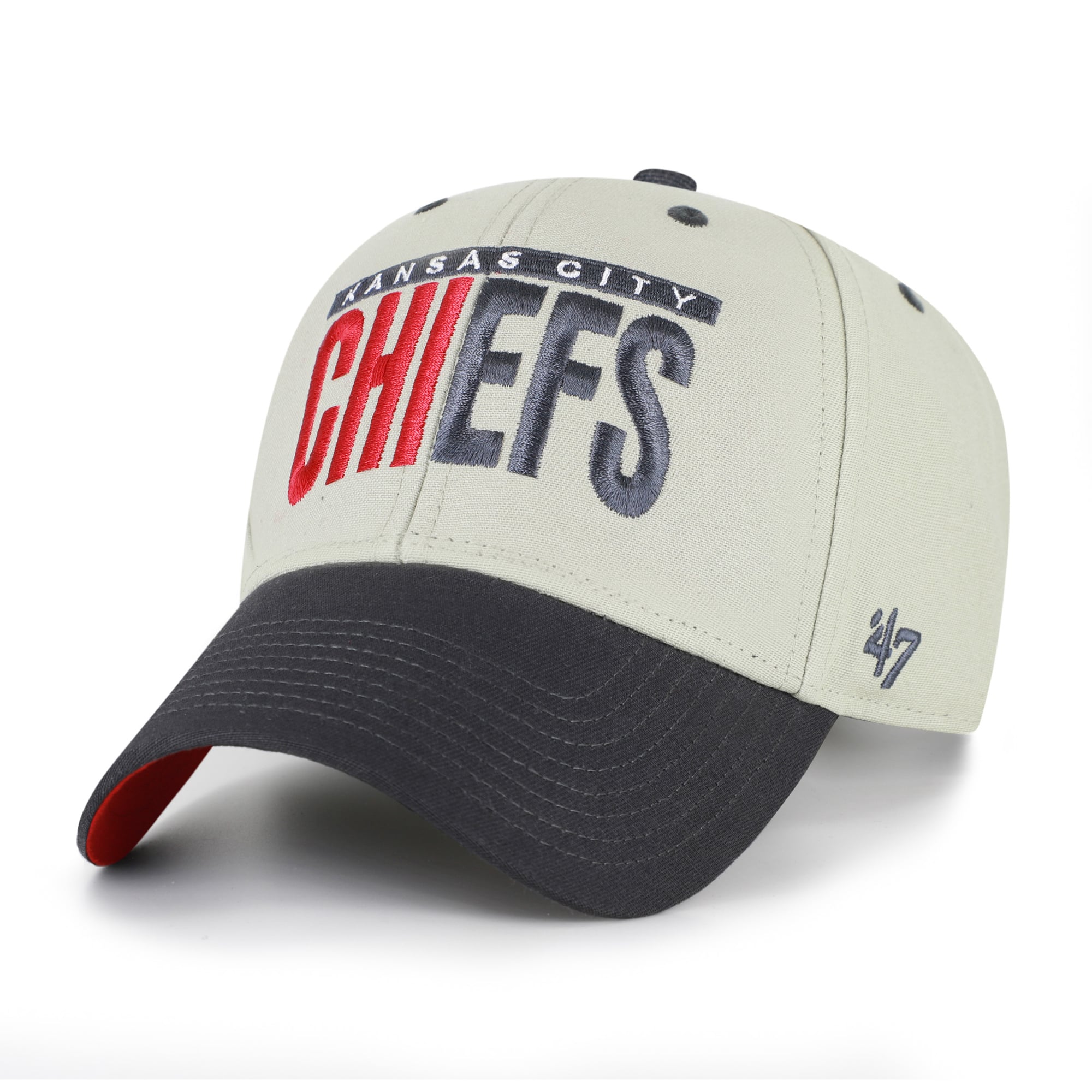 Men's '47  Gray/Black Kansas City Chiefs Half Block Text MVP Adjustable Hat