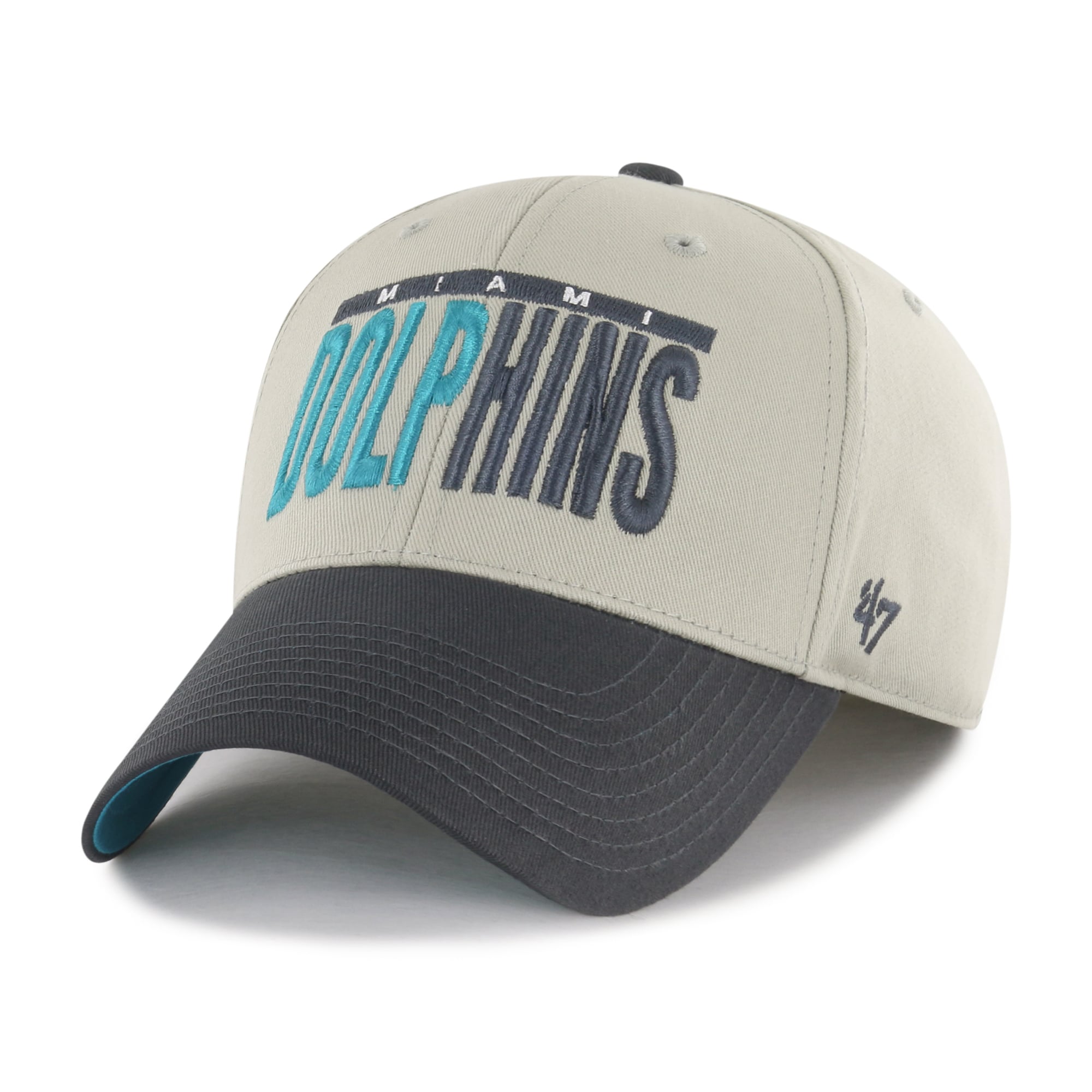 Men's '47  Gray/Black Miami Dolphins Half Block Text MVP Adjustable Hat
