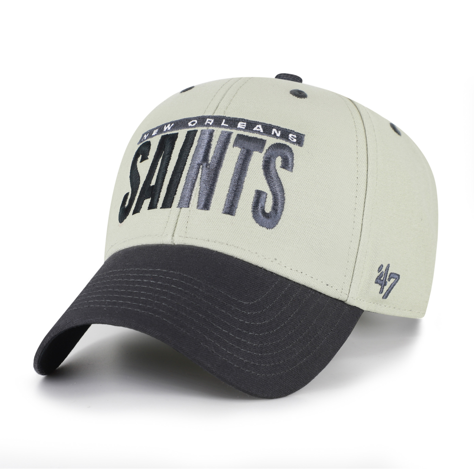Men's '47  Gray/Black New Orleans Saints Half Block Text MVP Adjustable Hat