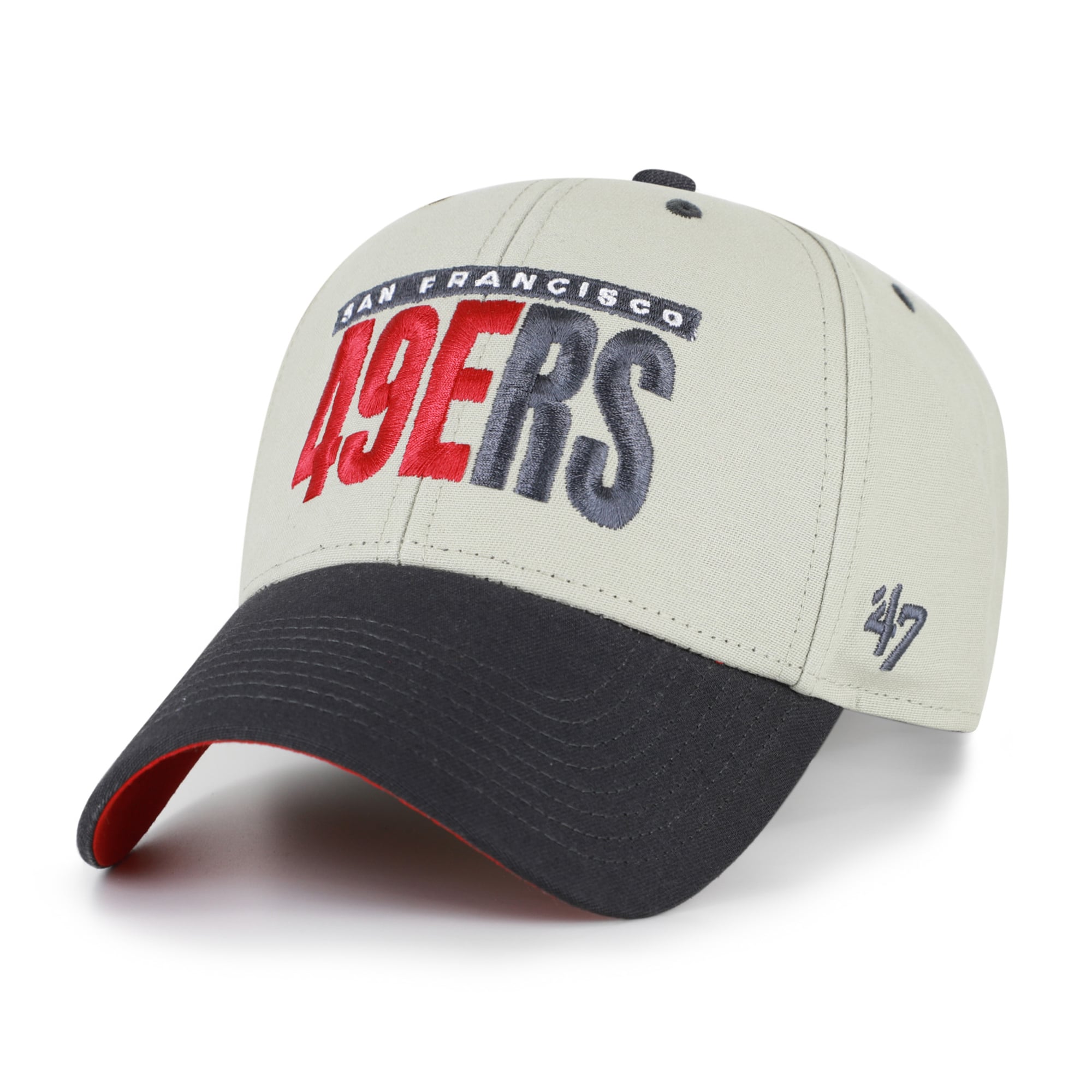 Men's '47  Gray/Black San Francisco 49ers Half Block Text MVP Adjustable Hat
