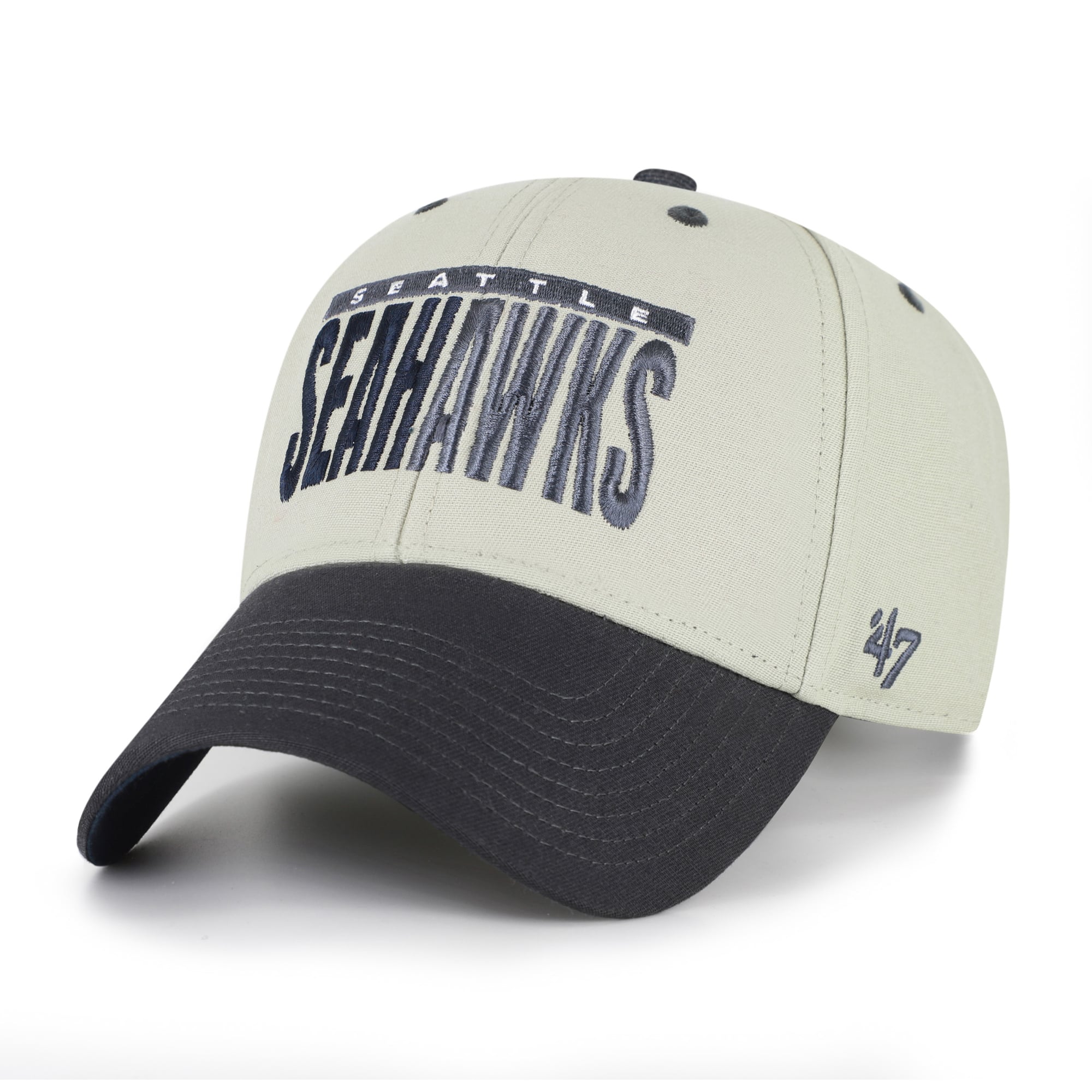 Men's '47  Gray/Black Seattle Seahawks Half Block Text MVP Adjustable Hat