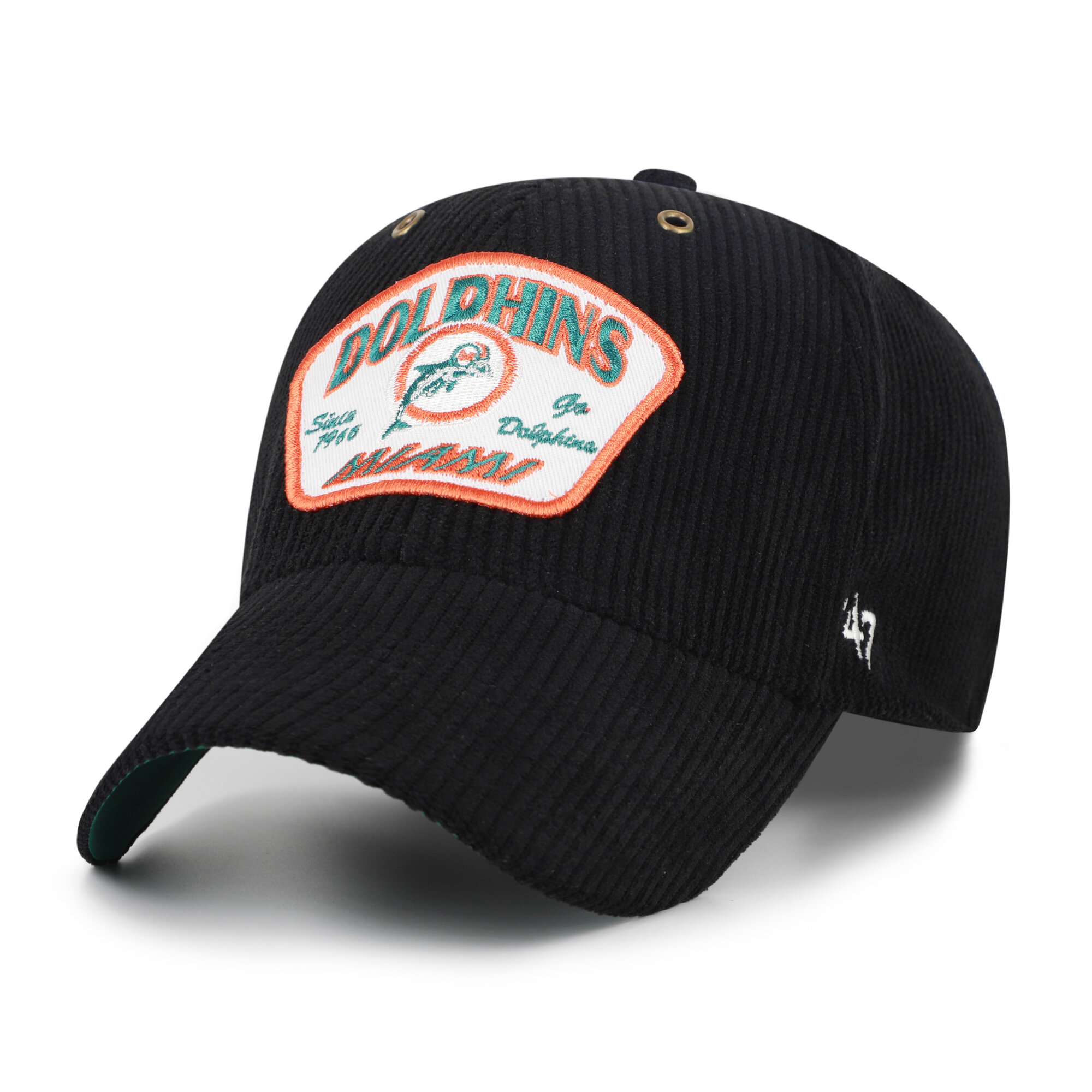 Men's '47 Black Miami Dolphins Throwback Accordia Corduroy MVP Adjustable Hat