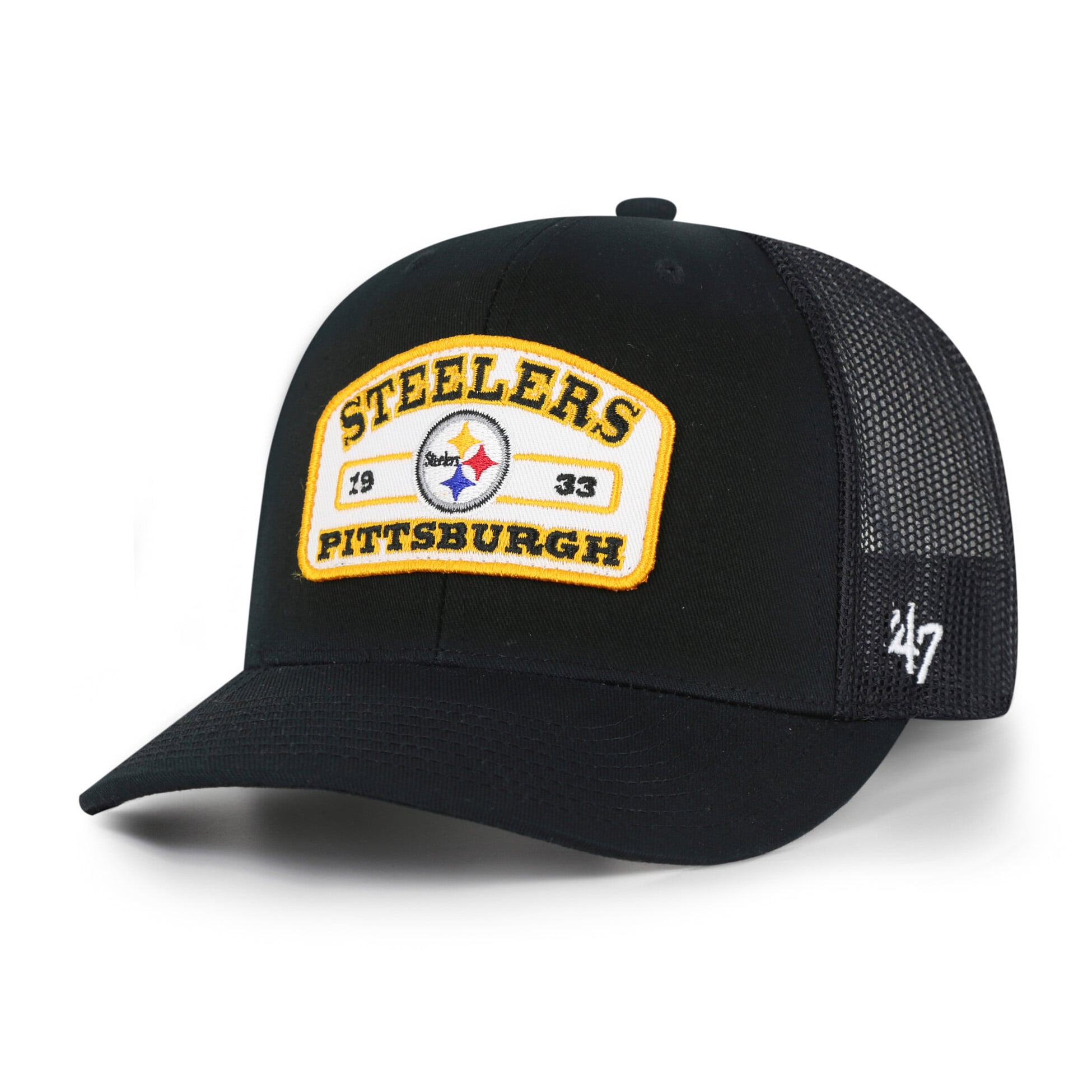 Men's '47 Black Pittsburgh Steelers  Roadway Adjustable Trucker Hat
