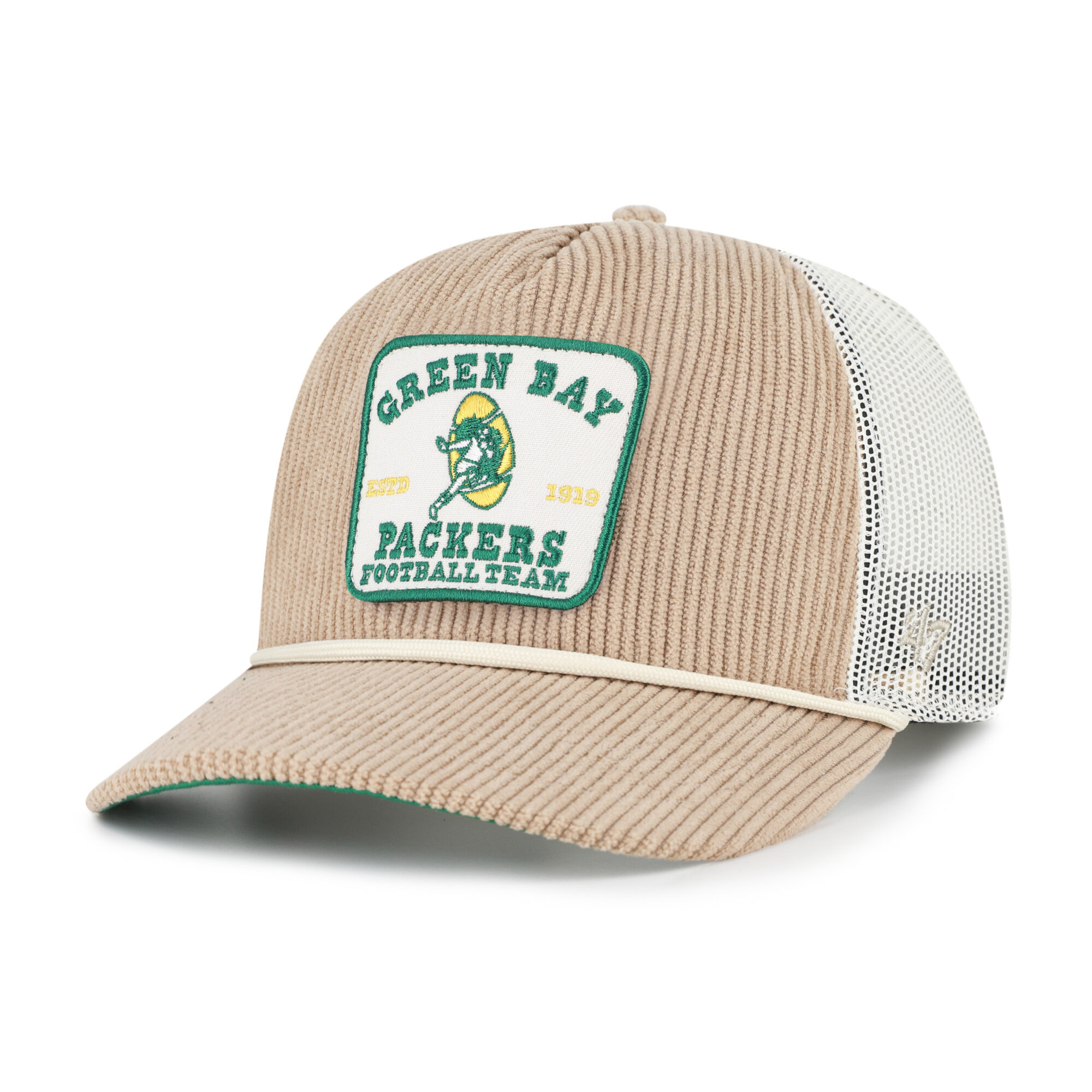 Men's '47 Khaki Green Bay Packers Throwback Cordlandia Hitch Adjustable Hat