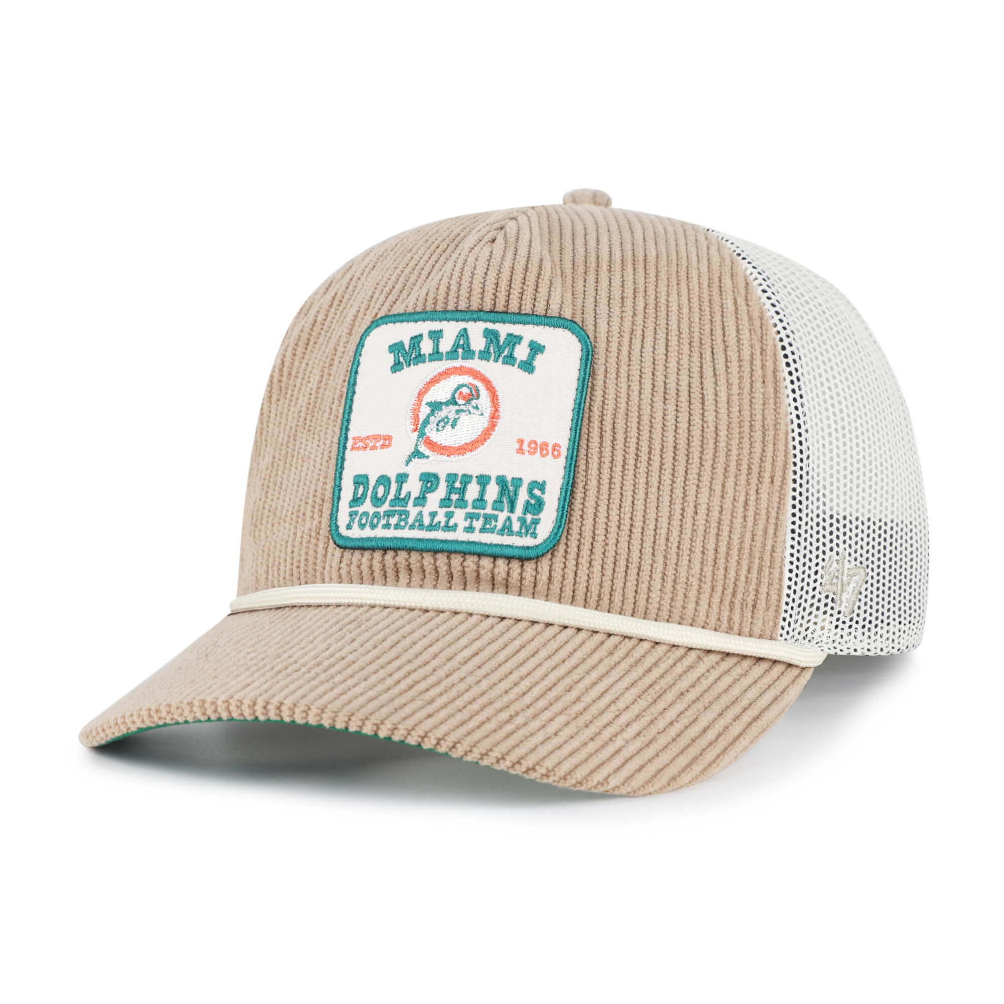 Men's '47 Khaki Miami Dolphins Throwback Cordlandia Hitch Adjustable Hat