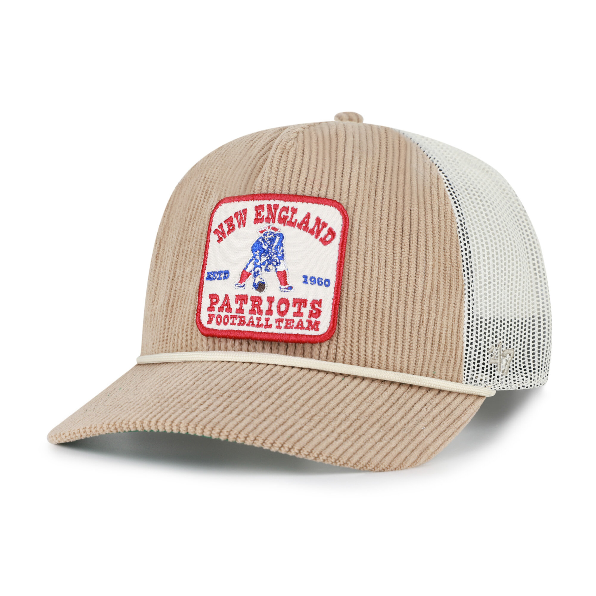 Men's '47 Khaki New England Patriots Throwback Cordlandia Hitch Adjustable Hat