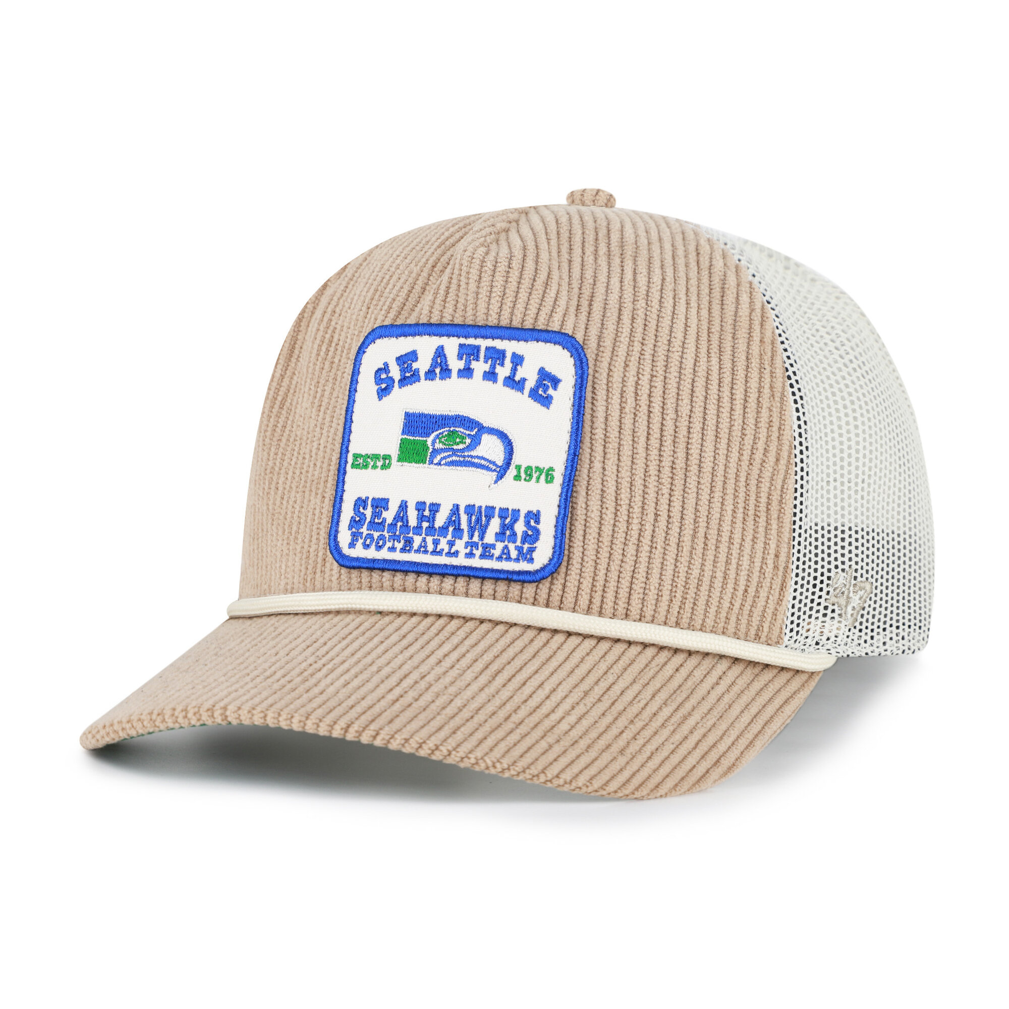 Men's '47 Khaki Seattle Seahawks Throwback Cordlandia Hitch Adjustable Hat