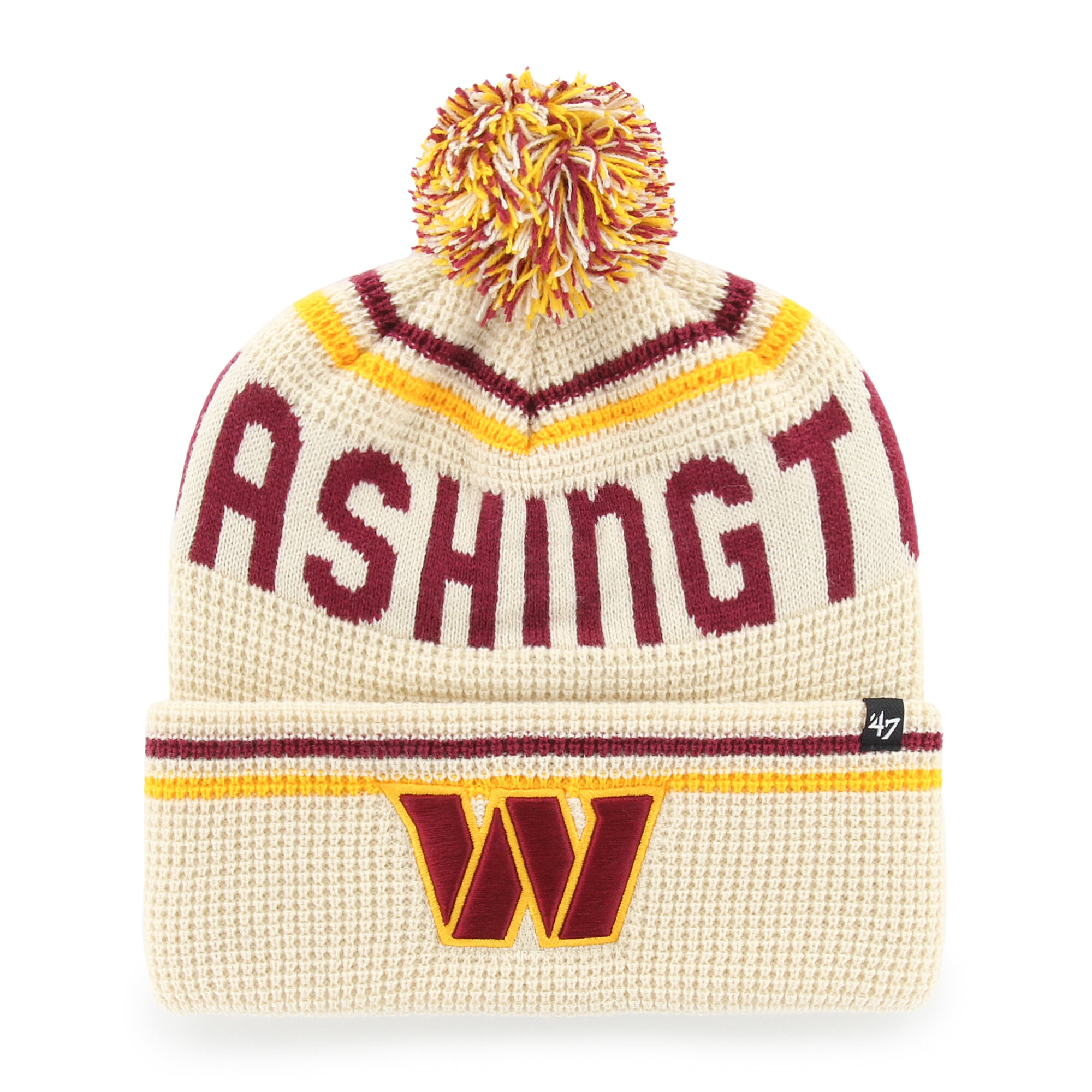 Men's '47  Natural Washington Commanders Quattrle Cuffed Knit Hat with Pom