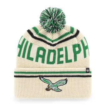 Men's '47  Natural Philadelphia Eagles Quattrle Cuffed Knit Hat with Pom