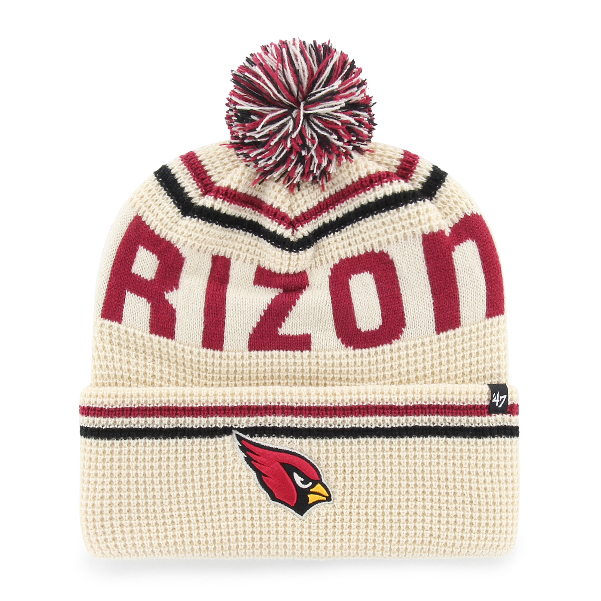Men's '47  Natural Arizona Cardinals Quattrle Cuffed Knit Hat with Pom