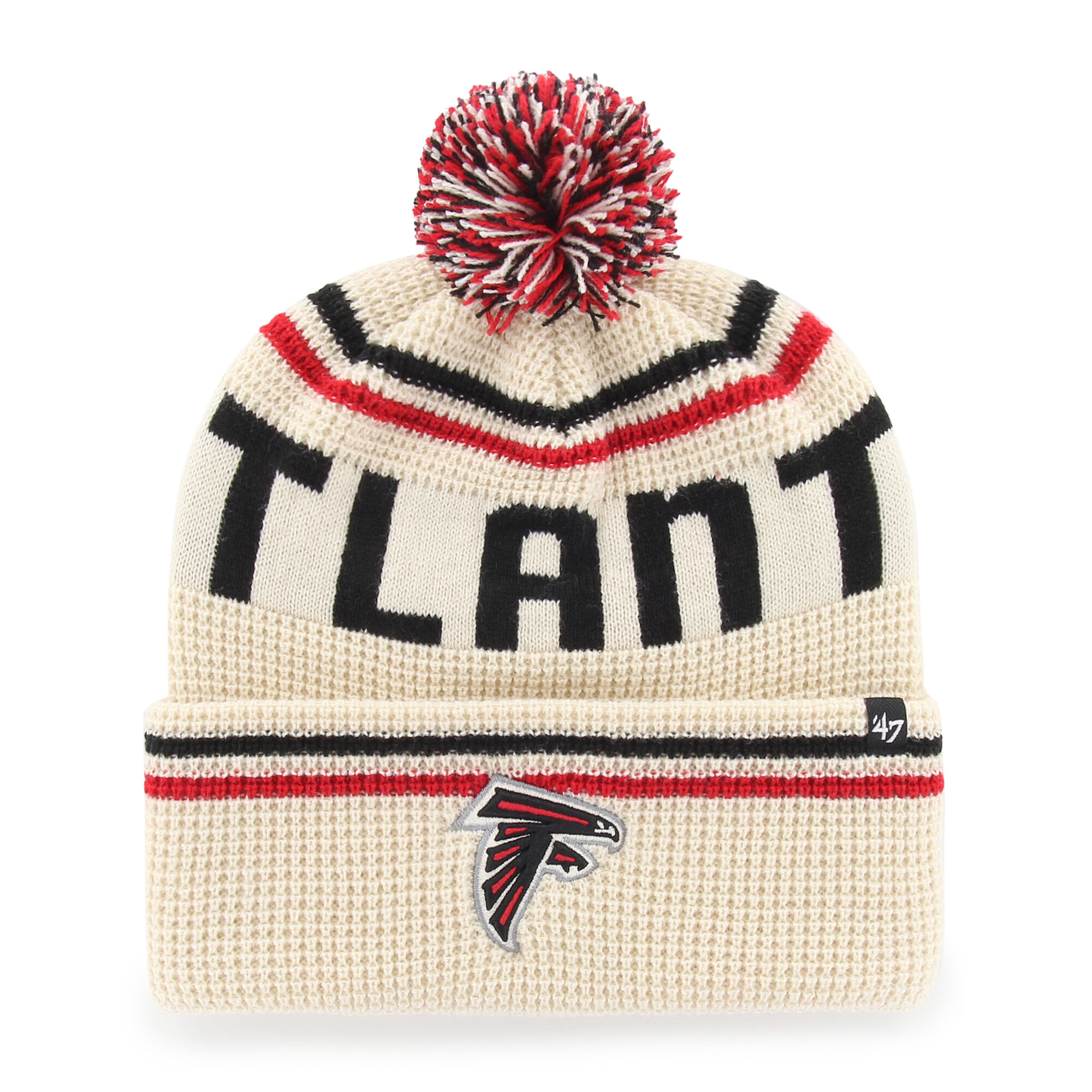 Men's '47  Natural Atlanta Falcons Quattrle Cuffed Knit Hat with Pom