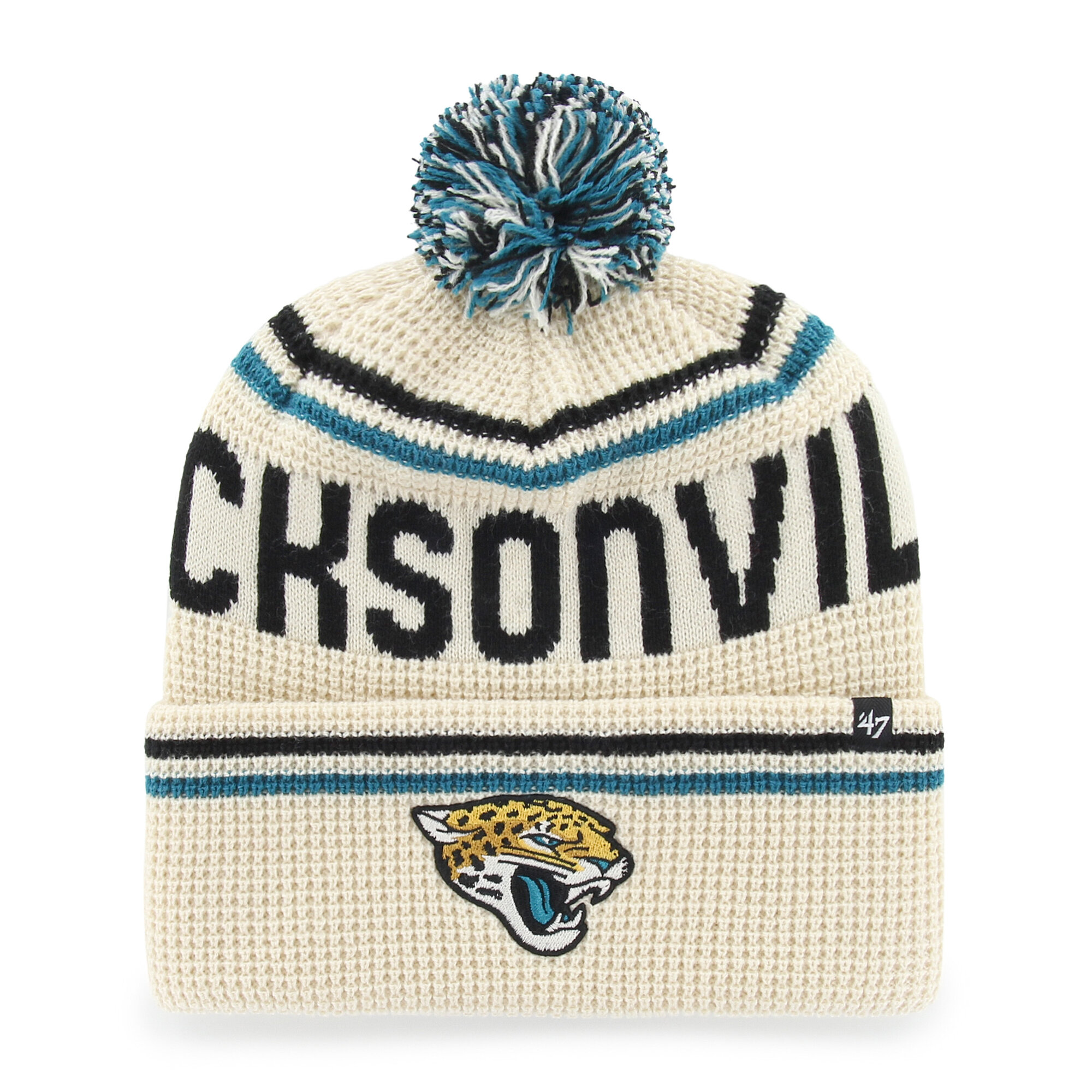 Men's '47  Natural Jacksonville Jaguars Quattrle Cuffed Knit Hat with Pom