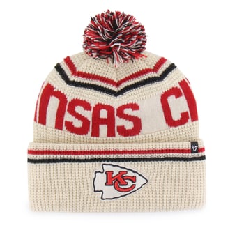 Men's '47  Natural Kansas City Chiefs Quattrle Cuffed Knit Hat with Pom
