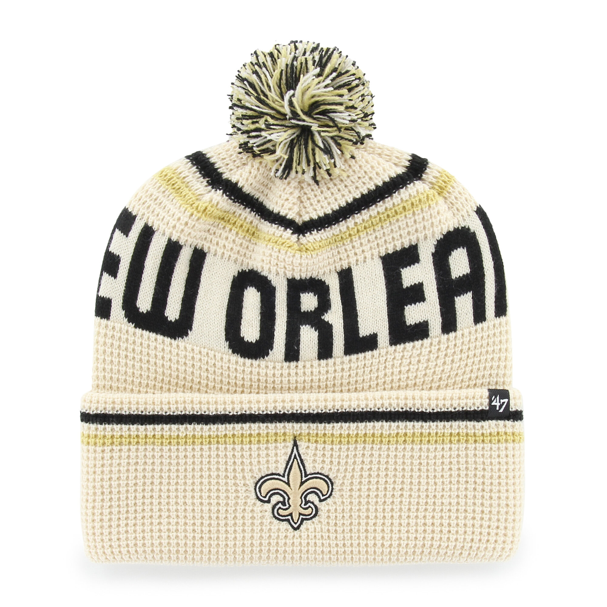 Men's '47  Natural New Orleans Saints Quattrle Cuffed Knit Hat with Pom