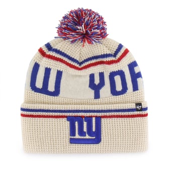 Men's '47  Natural New York Giants Quattrle Cuffed Knit Hat with Pom