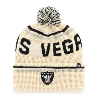Men's '47  Natural Las Vegas Raiders Quattrle Cuffed Knit Hat with Pom