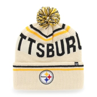 Men's '47  Natural Pittsburgh Steelers Quattrle Cuffed Knit Hat with Pom