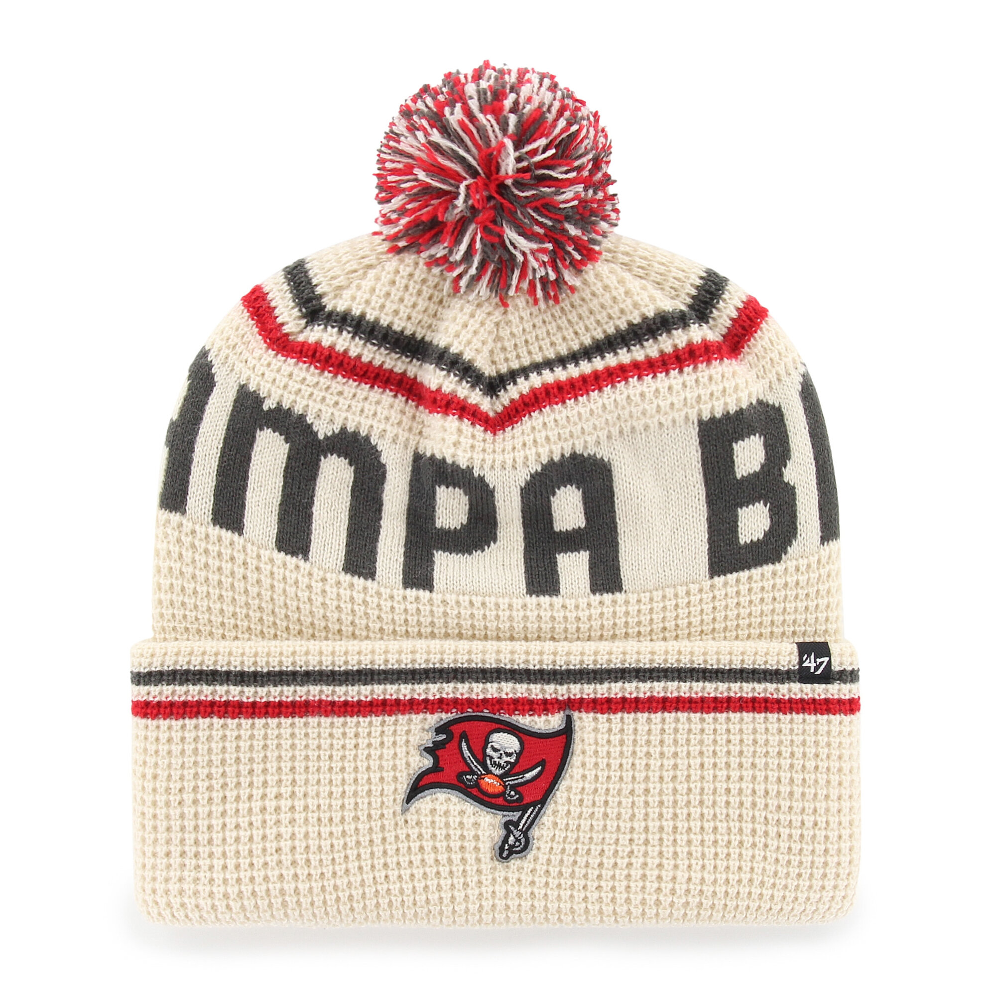 Men's '47  Natural Tampa Bay Buccaneers Quattrle Cuffed Knit Hat with Pom