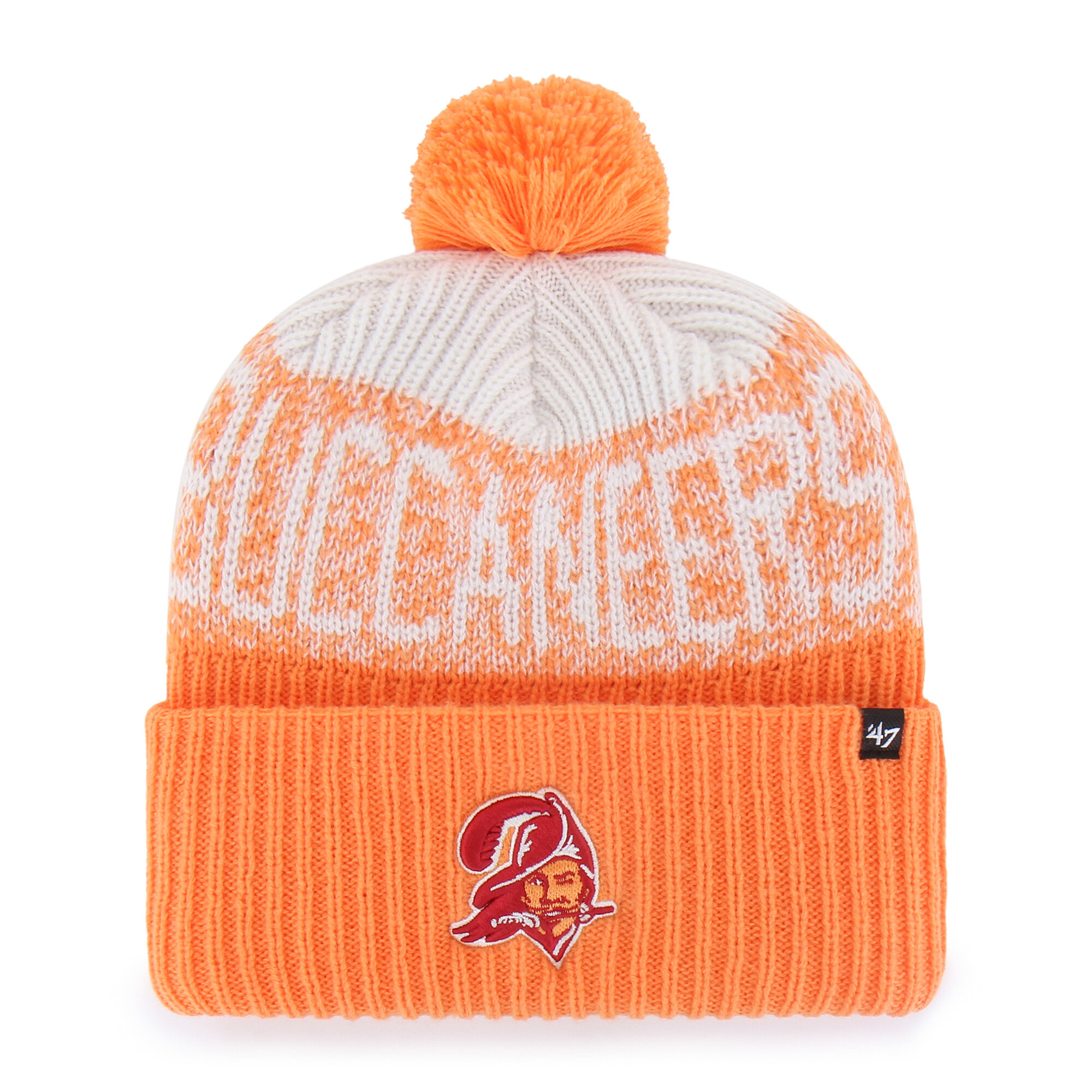 Men's '47  Orange Tampa Bay Buccaneers Throwback Bone Chill Cuffed Knit Hat with Pom