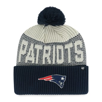 Men's '47  Navy New England Patriots  Bone Chill Cuffed Knit Hat with Pom