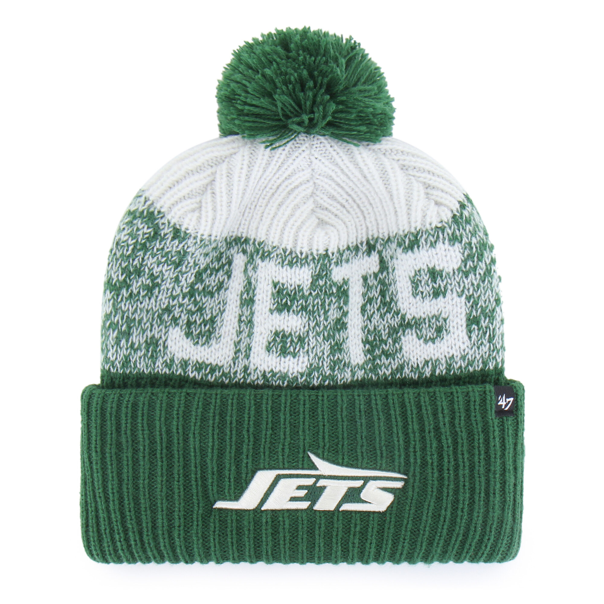 Men's '47 Green New York Jets Bone Chill Cuffed Knit Hat with Pom