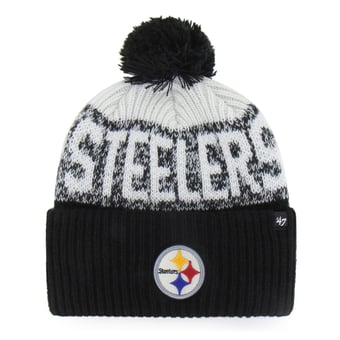 Men's '47  Black Pittsburgh Steelers  Bone Chill Cuffed Knit Hat with Pom