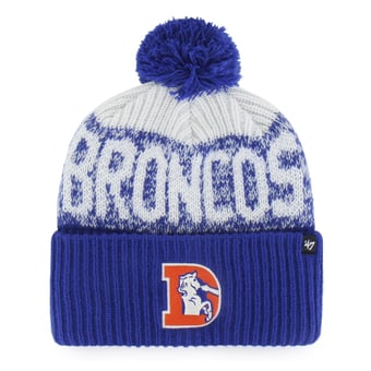Men's '47  Royal Denver Broncos Throwback Bone Chill Cuffed Knit Hat with Pom