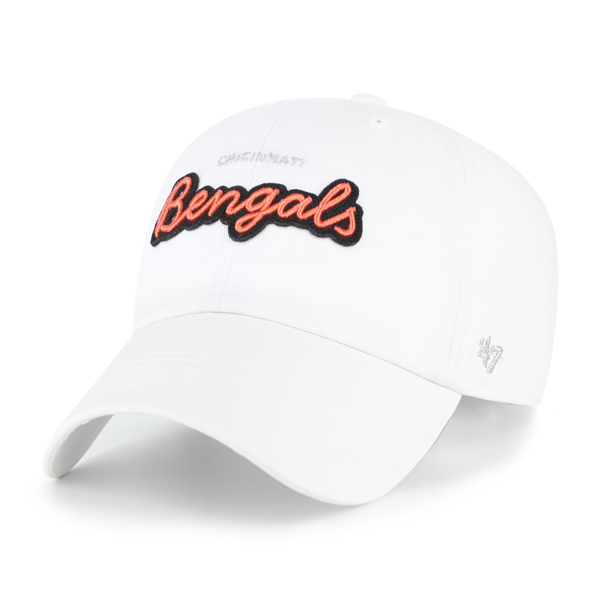 Women's '47  White Cincinnati Bengals Trendy Script Clean Up Adjustable Hat
