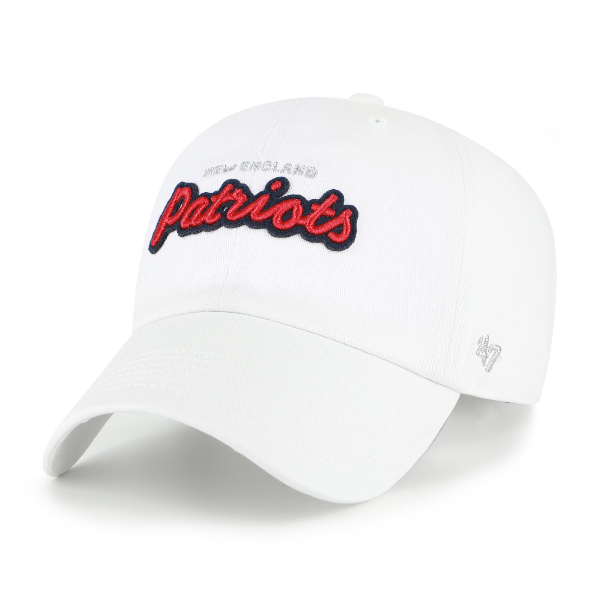 Women's '47  White New England Patriots Trendy Script Clean Up Adjustable Hat