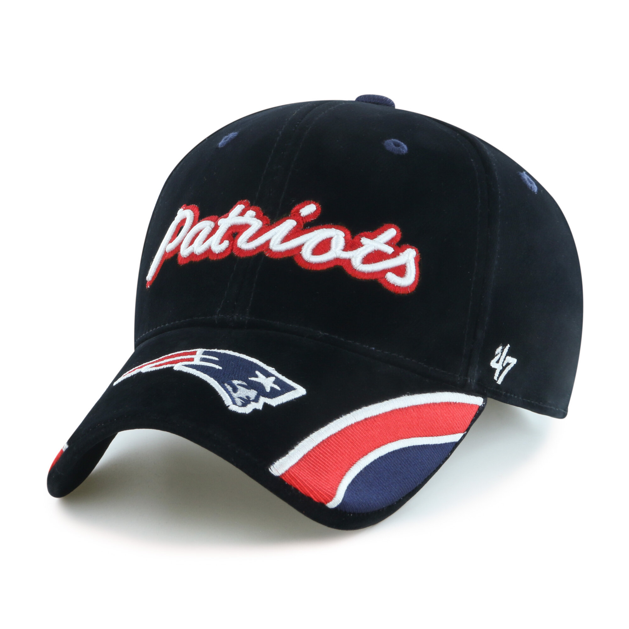 Women's '47 Black New England Patriots Velvet Denim Script MVP Adjustable Hat