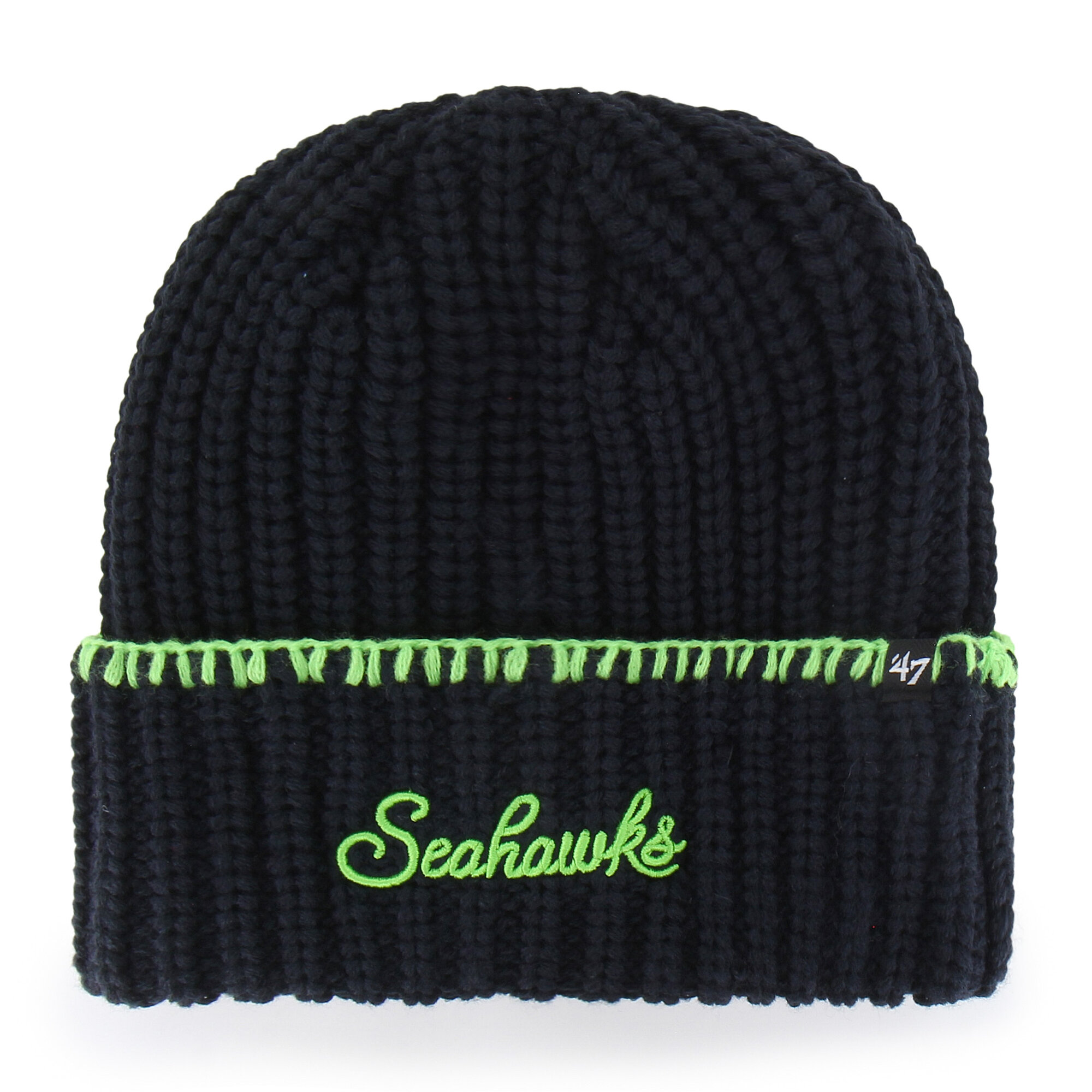 Women's '47 College Navy Seattle Seahawks Blanket Stitch Cuffed Knit Hat