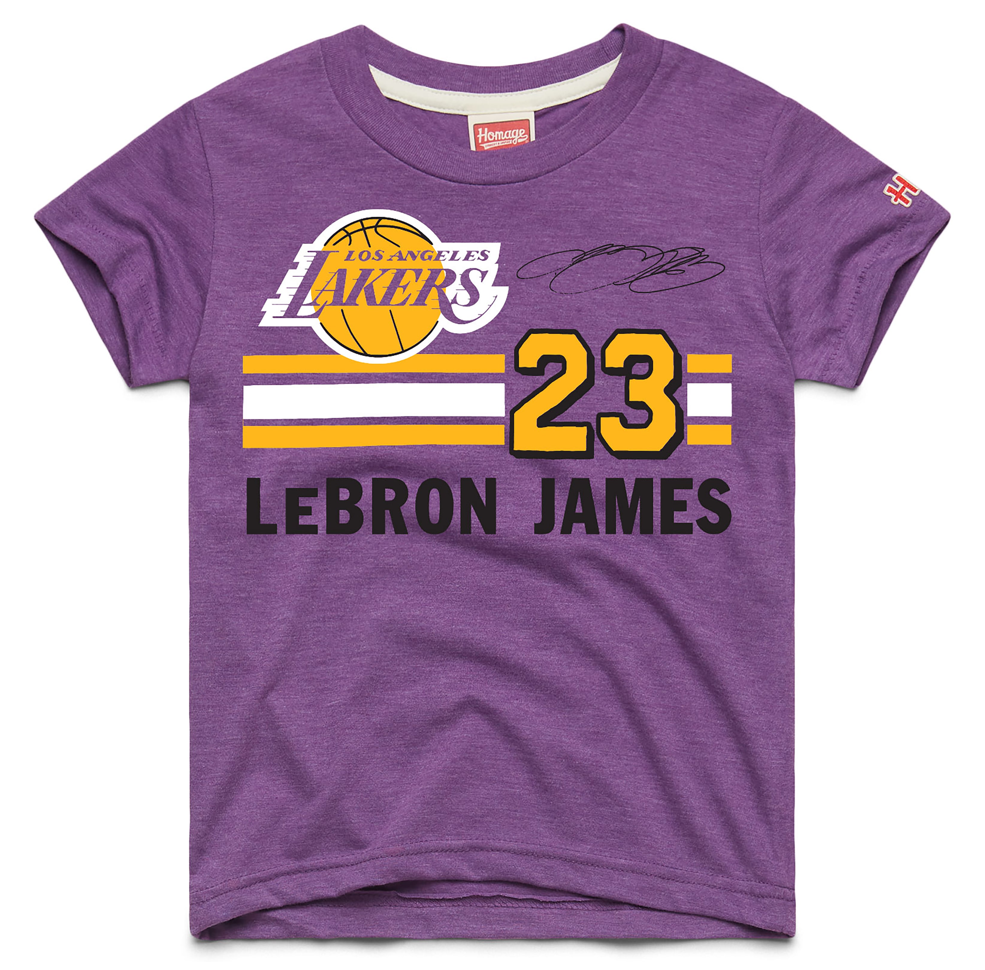 Youth Homage LeBron James Purple Los Angeles Lakers Remix Signature Name & Number Tri-Blend T-Shirt