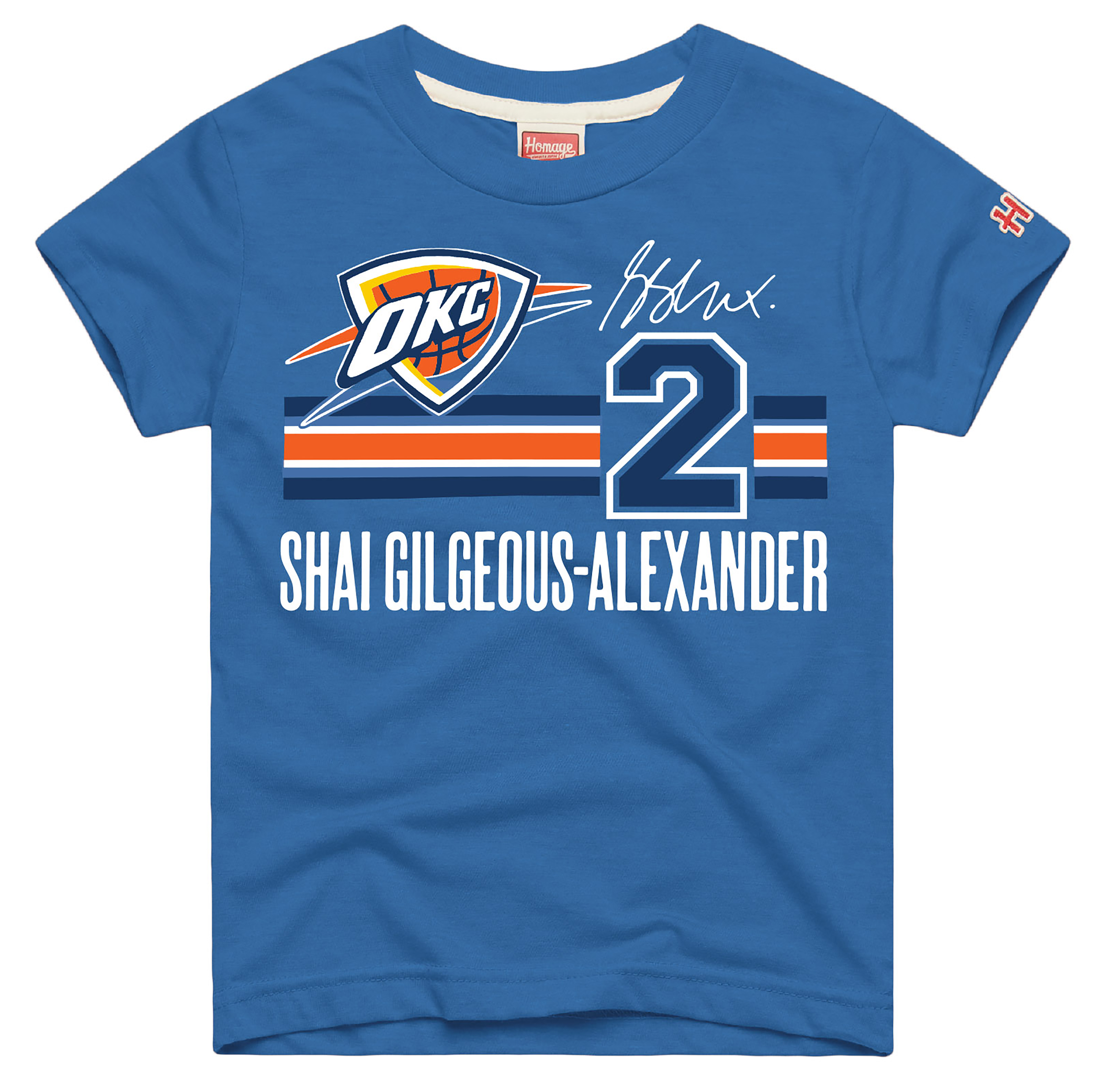 Youth Homage Shai Gilgeous-Alexander Blue Oklahoma City Thunder Remix Signature Name & Number Tri-Blend T-Shirt