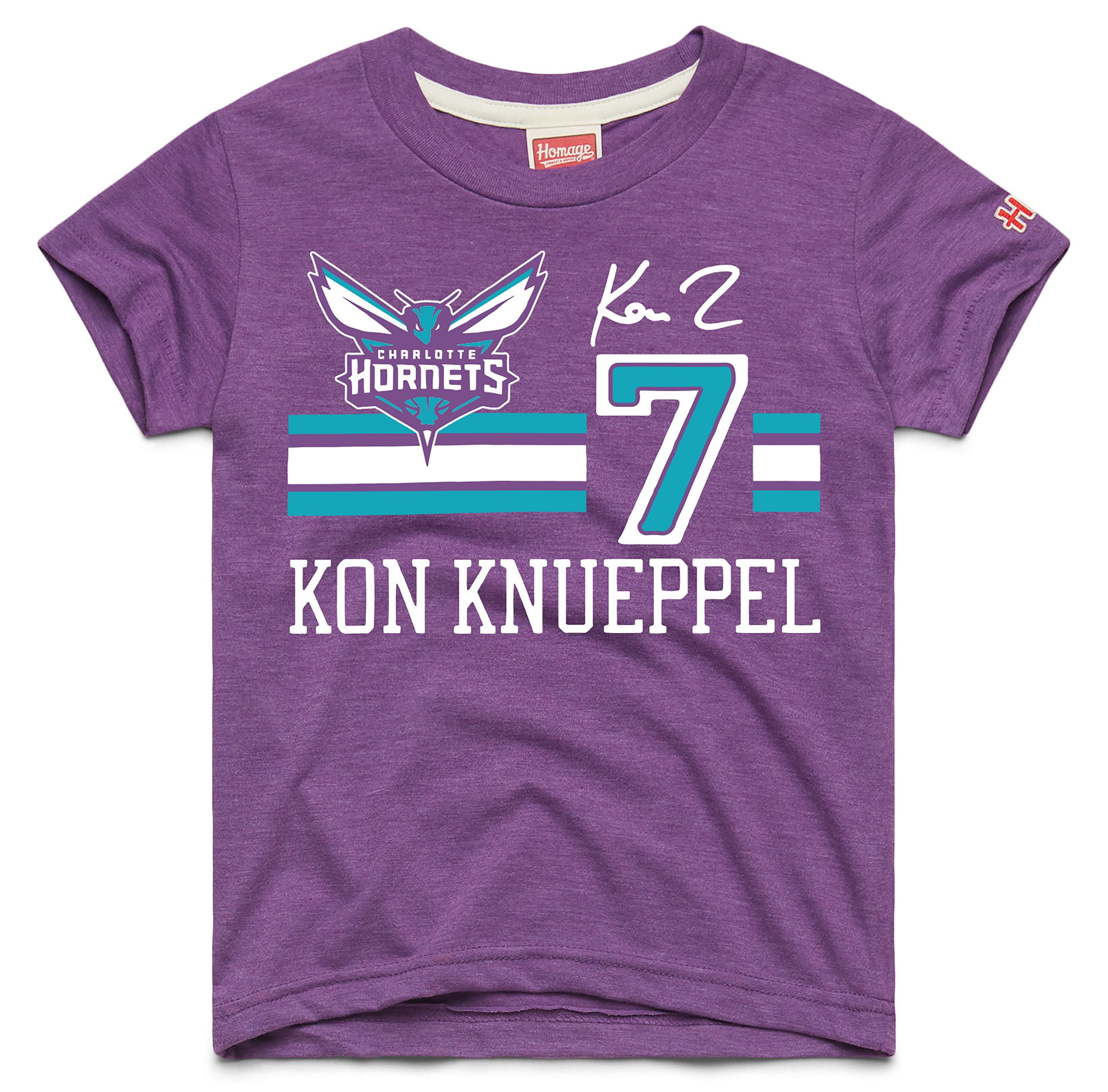 Youth Homage Kon Knueppel Purple Charlotte Hornets Remix Signature Name & Number Tri-Blend T-Shirt
