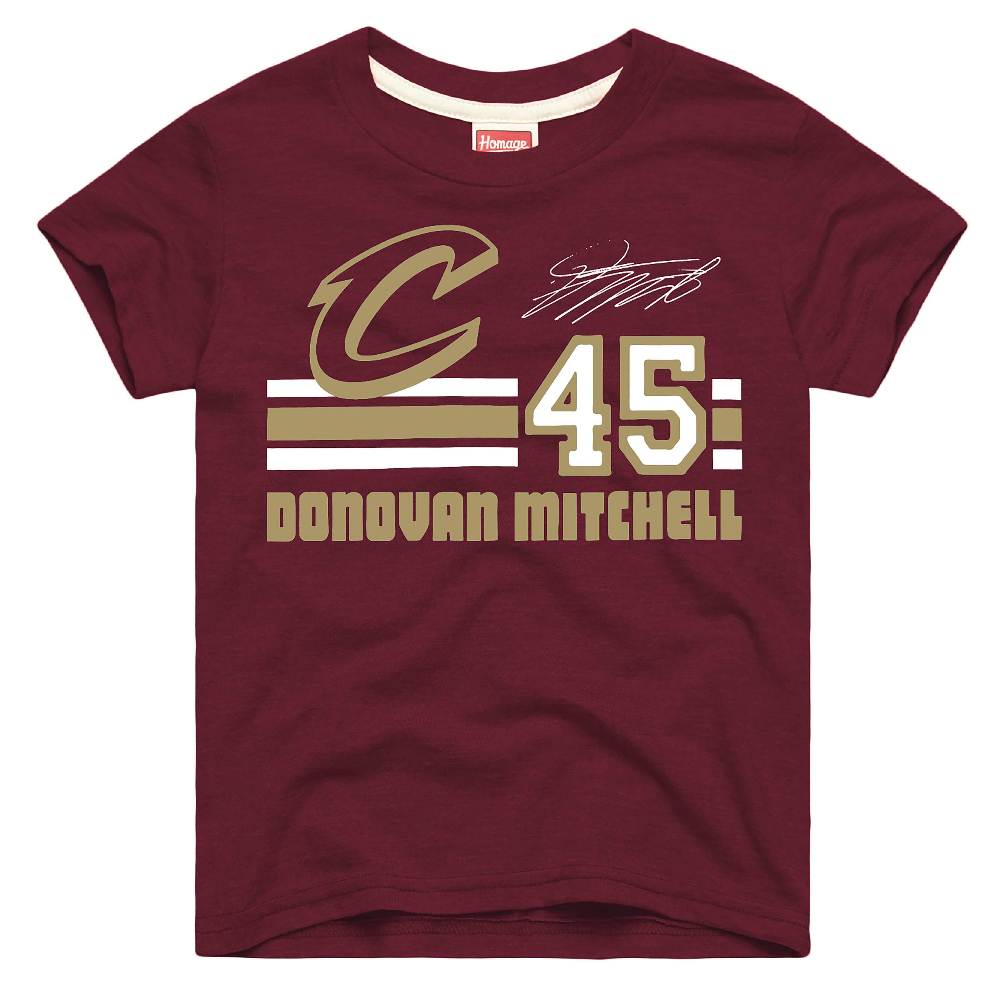 Youth Homage Donovan Mitchell Wine Cleveland Cavaliers Remix Signature Name & Number Tri-Blend T-Shirt
