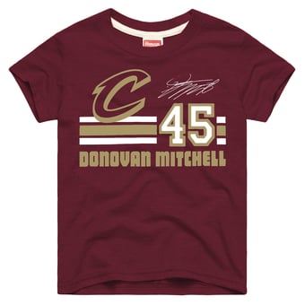 Youth Homage Donovan Mitchell Wine Cleveland Cavaliers Remix Signature Name & Number Tri-Blend T-Shirt