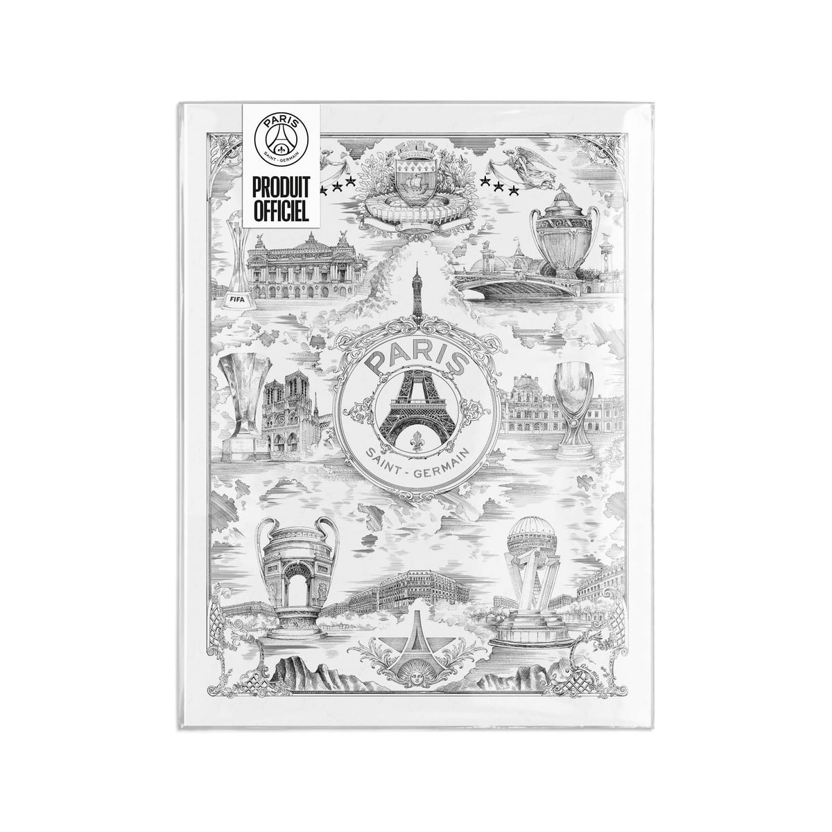 Affiche PSG Allégorie Parisienne sur fond blanc par Octave Marsal - 40x30cm