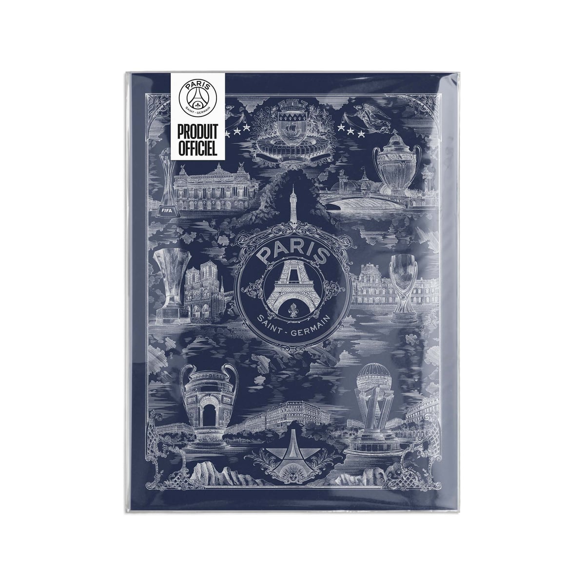 Affiche PSG Allégorie Parisienne sur fond bleu par Octave Marsal - 40x30cm