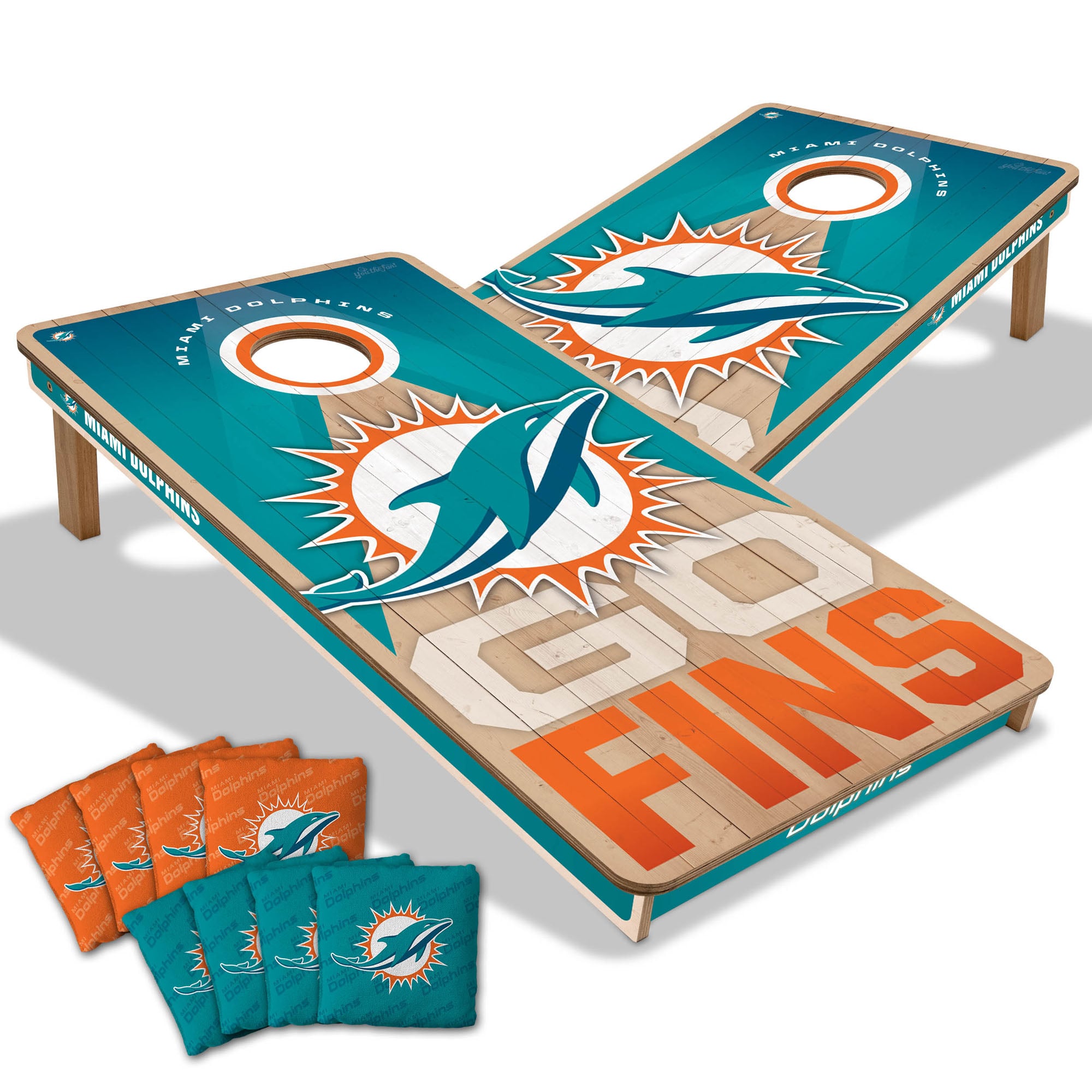 IDNA Miami Dolphins 2' x 4' Slogan Series Cornhole Game with Bags
