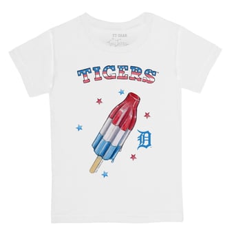 Toddler Tiny Turnip White Detroit Tigers Rocket Pop T-Shirt
