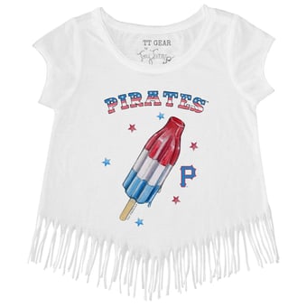 Girls Toddler Tiny Turnip White Pittsburgh Pirates Rocket Pop Fringe T-Shirt