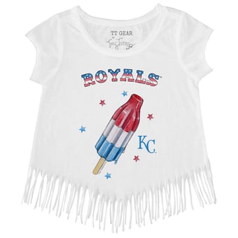 Girls Toddler Tiny Turnip White Kansas City Royals Rocket Pop Fringe T-Shirt
