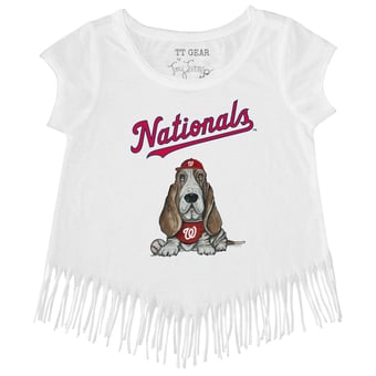 Girls Toddler Tiny Turnip White Washington Nationals Puddy Fringe T-Shirt