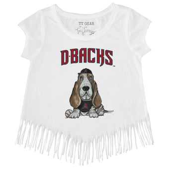 Girls Toddler Tiny Turnip White Arizona Diamondbacks Puddy Fringe T-Shirt