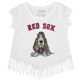 Girls Toddler Tiny Turnip White Boston Red Sox Puddy Fringe T-Shirt