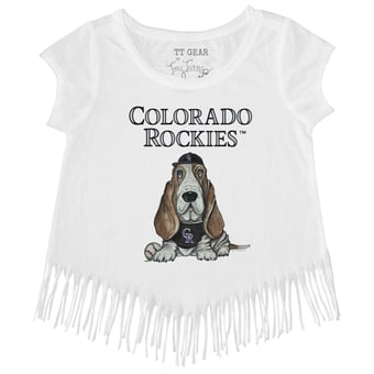 Girls Toddler Tiny Turnip White Colorado Rockies Puddy Fringe T-Shirt