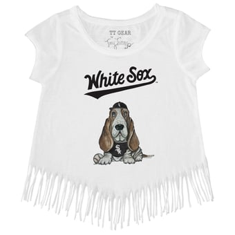 Girls Toddler Tiny Turnip White Chicago White Sox Puddy Fringe T-Shirt