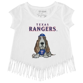 Girls Toddler Tiny Turnip White Texas Rangers Puddy Fringe T-Shirt