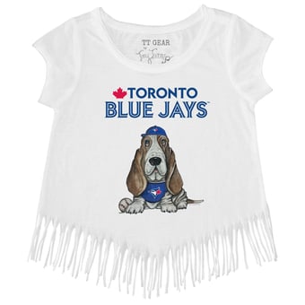Girls Toddler Tiny Turnip White Toronto Blue Jays Puddy Fringe T-Shirt
